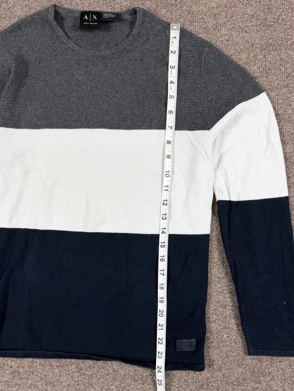 Armani Exchange Navy White Grey Stripe‎ Long Sleeve Lightweight Sweater Womens M